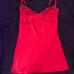 Victoria’s Secret red silk lingerie slip dress